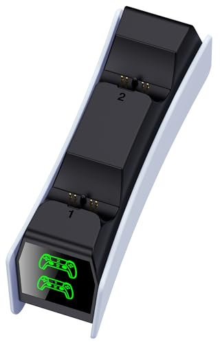 HELLCOOL PS5 Controller Ladestation, 2-3 Std Schnelllade/LED Anzeige für Dualsense Wireless/Edge Controller, PS5 Zubehör Ladestation für Playstation 5 Controller