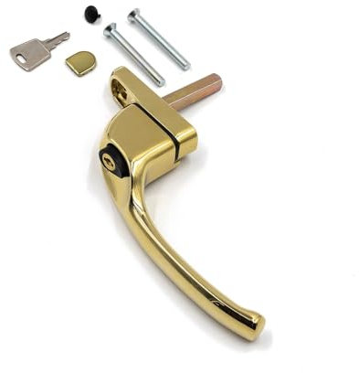 Truly PVC Limited Armis Espag Cranked Window Handle - Left, Gold (PVD), 30mm