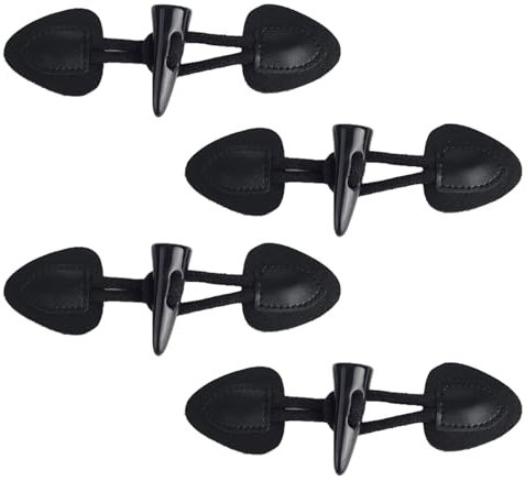 Dewocke 4 Paar Leder Knebelknöpfe Schwarz, Hornknöpfe zum Annähen, Knebelverschluss, Knöpfe für Mäntel, Strickjacke, Dufflecoats, Trenchcoat, Ideal für DIY Kleidungsprojekte