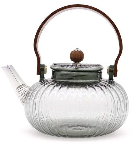 Glass Infuser Teapot with Multiple Filters, 950ml, Charcoal Ribbed Pearl