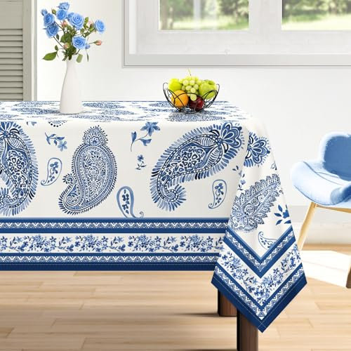 Arquiel Tischdecke Paisley Muster Blumen, Tischdecken Abwaschbar Rechteckige Wasserabweisend Tischtuch Boho Vintage Tischdeck Für Garten, Küche Essen Parteien FrüHling/Sommer (140X180Cm)