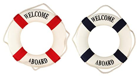 Homoyoyo Rettungsring Deko 40 cm – Willkommen Schild Für Wanddeko in Wohnzimmer - Küche Und Badezimmer – Stilvolle Dekoration Für Ihr Zuhause Blau