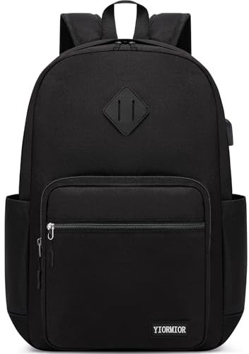 YIORMIOR Schulrucksack Jungen Mädchen Teenager, Rucksack Herren Damen Daypacks für 17.3 Zoll Laptop Rucksack mit USB Ladeanschluss