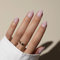 KQueenest Dusty Pastel Pink Press on Nails Short Almond, Short False Nails with Glue, Solid Nude Pink Fake Nails Press ons Stiletto, Glossy Opaque, Reusable Soft Gel Stick on Nail for Women, 30 Pcs