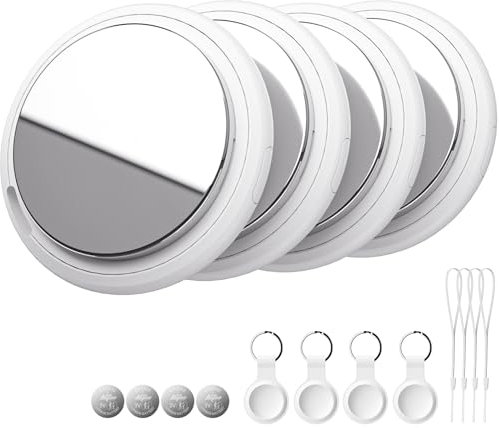 Bnlei Localizzatore Smart Air Tracker Tag Compatibile Apple Dov'è (solo iOS) Batteria di Ricambio Inclusam, Adatto per Chiavi, Portafoglio, Auto, Bici, Cane, Gatto (Bianco, Confezione da 4)
