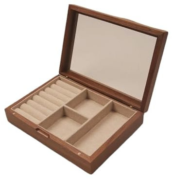 QSYJCCXD Joyero organizador de collares para mujer, con cubierta transparente, caja de almacenamiento de joyas, pendientes, anillos, pulseras, pendientes, joyero, collar, joyero