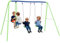 Outsunny Schaukelgestell Kinderschaukel mit Wippe, 2 Schaukeln, Gartenschaukel mit verstellbarem Seil, Metallgestell Outdoor Schaukelgerüst für Kinder, Grün