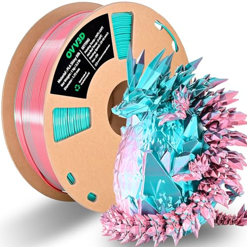 OVV3D PLA Filament 1.75 mm 3D Drucker Filament Silk PLA Filament 1 kg, Zweifarbige Coextrusion Filament PLA, Himmelblau Rosa
