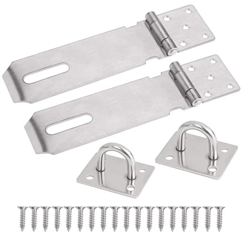 Vorhängeschloss Haspe aus Edelstahl, 2er Pack Türschloss Verschluss Sicherheits Überfalle Schloss Vorrichtung mit Schrauben für Tür Fenster Schrank, Silber 5 Zoll