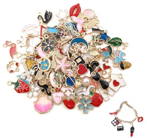 VYNZOR 30 Pièces Breloques Acier Inoxydable Mixte pour Bracelet et Collier, Breloque pour Bracelet, Charms en Acier Inoxydable pour Création de Bijoux