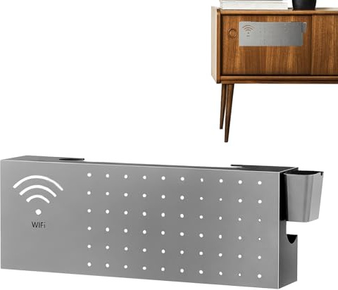 WiFi Box Cover, Multifunctional Carbon Steel Wall Cover, Storage Cabinet for Wifi Router – for Electronic Network Socket Outlet Protection Connection Living Room TV Office Book Basket