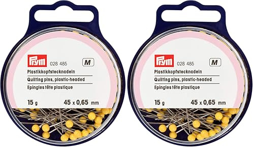 Prym Plastikkopfstecknadeln, 0,65 x 45mm, gelb, Stahl, 45 x 0,65mm, 028485-1 (Packung mit 2)