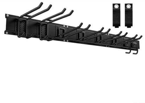 Kit de rangement d'outils de garage avec crochets réglables robustes pour le rangement mural dans le garage, le jardin ou l'abri de jardin, support de rangement d'outils en acier au carbone avec