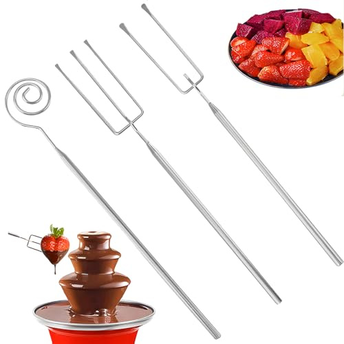 Fourchette à Pralines,Lot de 3 Fourchettes à Chocolat en Acier Inoxydable pour Fondue,Trempage et Décoration de Desserts (2 Dents,3 Dents,Spirale),DIY Pralines,Truffes et Bonbons