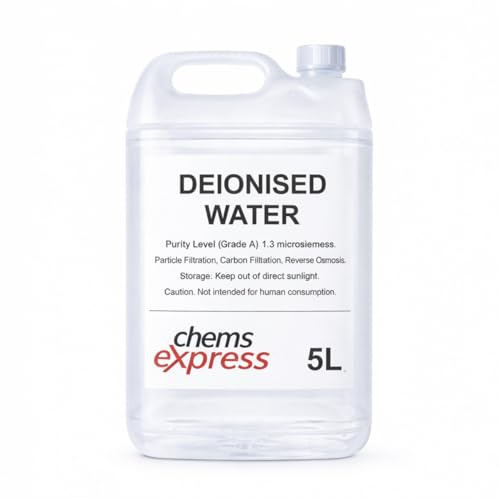 Chems Express Deionised Water 5L – Purified Water - Steam Irons, Car Batteries, – Demineralised Water – For Lab Use