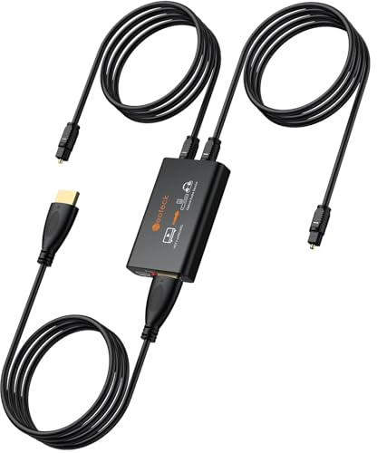 Neoteck HDMI eARC/ARC till dubbel optisk ljudextraktor 1-i-2-Out eARC-ljudomvandlare 192 kHz för samtidigt soundbar och trådlösa hörlurar