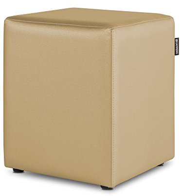 Happers Sitzwürfel aus Kunstleder Beige. Sitzhocker und Fußstütze für das Wohnzimmer oder Schlafzimmer