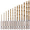 NUZAMAS 1/4” Hex Shank HSS Drill Bits, Set of 13 Titanium Coated Drill Bits, 1.5mm-6.5mm, High Speed Steel Quick Change for Woodworking, Plastic