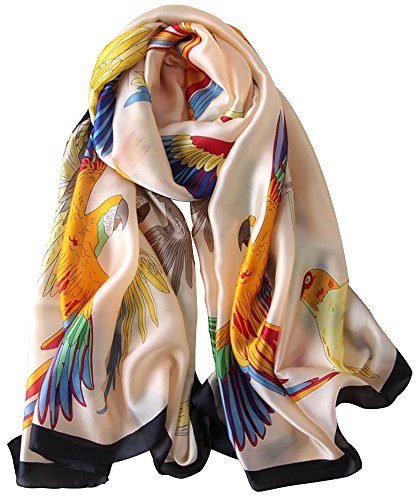 NUWEERIR Womens 100% Large Mulberry Silk Scarf Long Satin Scarf Fashion Lightweight Wraps