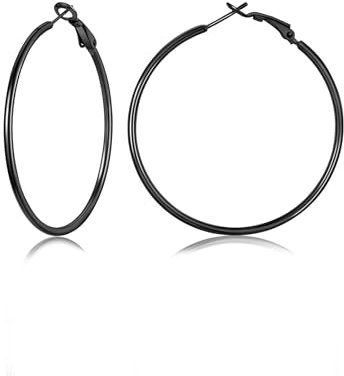 FOCALOOK 50mm Hoop Ohrringe Creolen Große Runde Kreis Ohrringe silberfarben Elegant Ohrschmuck für Frauen Mädchen Bürodamen