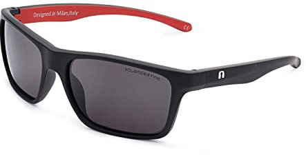 CLANDESTINE - Gafas de Sol Unisex - Modelo Square - Color Negro y Rojo Mate - Cristales de Nylon de Color Negro con Filtro HD - Protección UV 400-146 x 45 mm
