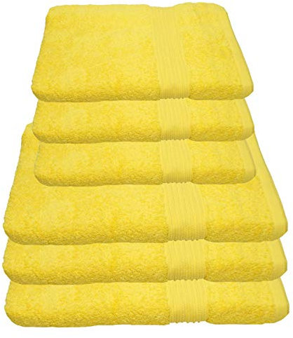 Julie Julsen 6 TLG Handtuchset 3 Badetücher 3 Handtücher Reine Baumwolle über 30 Farben Gelb