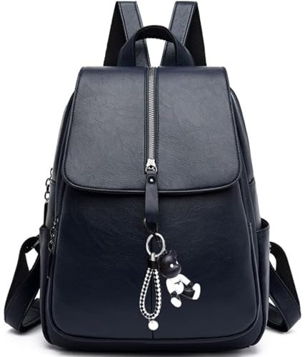 AINUOEY Damen Rucksack Taschen Frauen Elegant Tasche Stadtrucksack Rucksackhandtasche Vintage PU-Leder 76617 1-teilig Set Blau