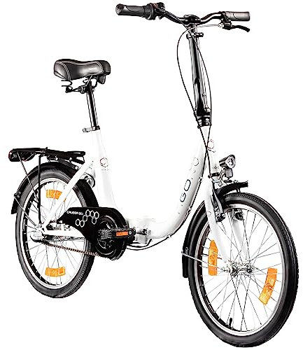 AGON Klappfahrrad 20 Zoll Faltrad Klapprad Fahrrad Cruiser 20 StVZO Beleuchtung (weiß)