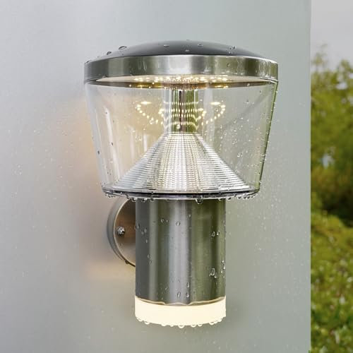 NBHANYUAN Lighting® LED Outside Lights Mains Powered Stainless Steel Exterior Wall Light IP44 Weatherproof 3000K Warm White for Yard Porch 1000LM