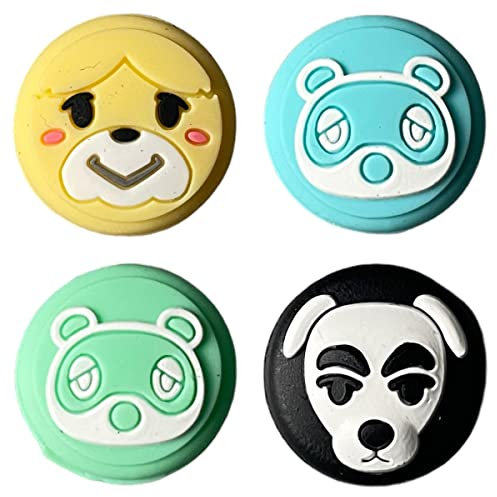 Animal Crossing Pack of 4 Thumb Grips Tom Nook, Isabelle, KK Slider - Nintendo Switch Joy-Con / Switch Lite - Rubber Silicone Protective Covers