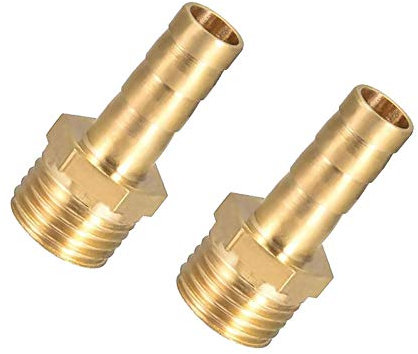 Be In Your Mind Messing Schlauchanschluss Stecker Adapter2 Stk. 6mm Widerhaken Schlauchanschluss Kupplungsverbinder mit 1/4 Zoll BSP Außengewinde Rohrnippelanschluss für Luft Wasser Heizöl Gas