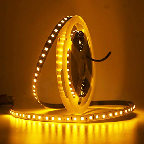 XUNATA LED Strip 5M Gelb, 12V 2835 SMD 600 LEDs Super Hell LED Band Selbstklebend LED Stripe Leiste Lichtband Innenbeleuchtung für Küche,unter Schrank,Party,Haus,Weihnachten Deko (Gelb)