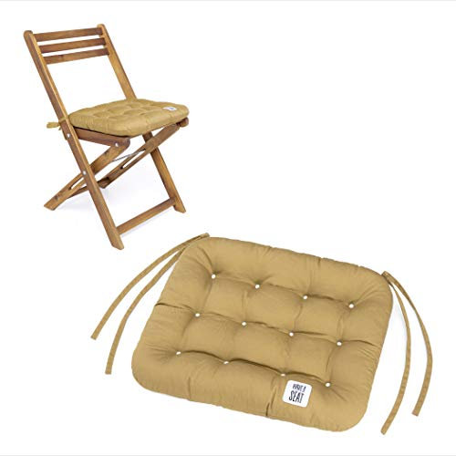 HAVE A SEAT Luxury | Sitzkissen 40 x 35 cm (2 St.) - bequemes Sitzpolster für Klappstühle - waschbar bis 95° C, Trockner geeignet - Made in Germany (40x35 cm - 2er Set, Beige)