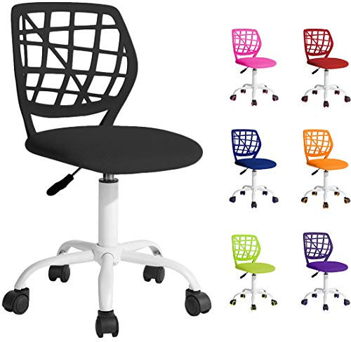 Beltom® Computer-Schreibtischstuhl mit Rückenlehne, Verstellbarer Schreibtischstuhl für Kinder Kleiner Arbeitsstuhl für zu Hause. 360° Drehbarer Armless Mesh Task-Bürostuhl höhenverstellbar - Schwarz