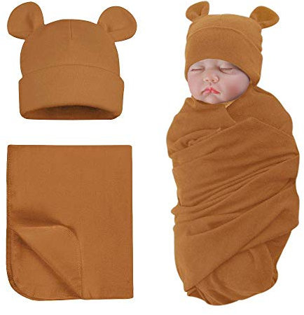 XIAOHAWANG Baby Pucktuch Baumwolle Mit Neugeborene Mütze Baby Spucktücher Weiche Bequemem Pucktuch für Baby Mädchen,Junge (Kaffee)