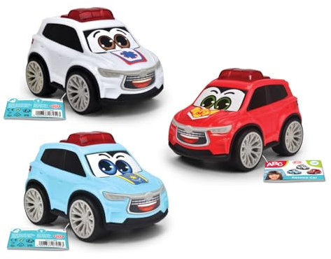 Dickie Toys ABC – Spielzeugauto Rettungswagen – eins von DREI verschiedenen Autos, ideal für Babys und Kleinkinder ab 12 Monaten, mit Freilauf und Augen