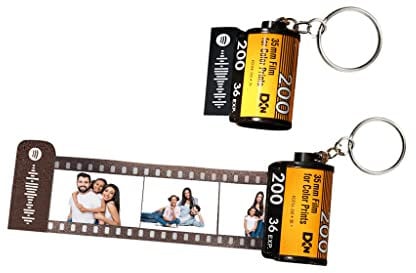 My Face Socks Personalisiert Schlüsselanhänger mit Foto- Kamera Film Rolle Schlüsselring- Schlüsselanhänger mit Bild- Fotoalbum Geschenk mit Musik für Männer Frauen Weihnacht Geburtstag Valentinstag