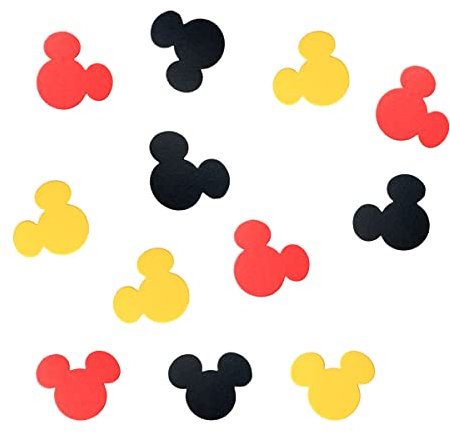 100 Stück 5,1 cm rot schwarz gelb Mikey Minnie Kopf Konfetti Junge oder Mädchen Babyparty Micky Maus Konfetti Minnie Maus zum ersten Geburtstag Zubehör Dekorationen Tischdekoration (rot schwarz gelb)