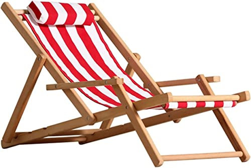 BTURYT Holzklappdeckstuhl, Gartenrasen tragbarer Strandstuhl mit komfortablen Armlehne verstellbar Faltbare Lounge Stuhl Liegestuhl