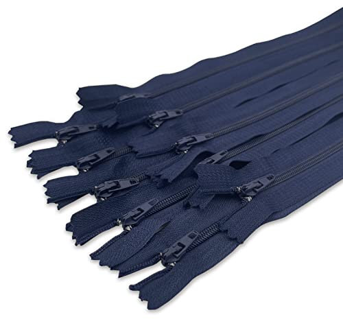 MARARDI [Packung 10] Reißverschlüssen [Navy Blau] Nylon [30 cm] Nähen und Basteln zum Kleidung Taschen Stoff für Nähmaschine Patchwork Plastik Baumwolle Zipper mit Metallreißverschluss