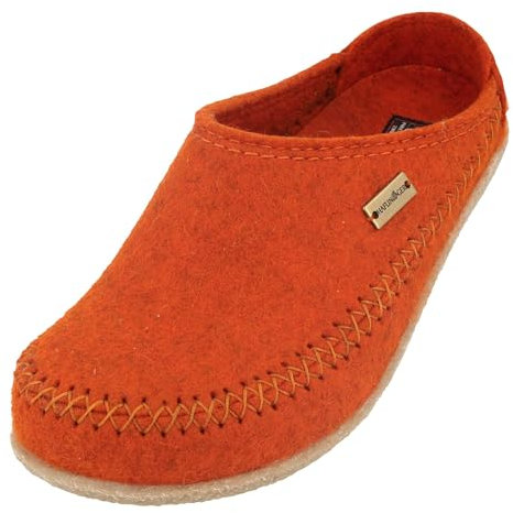 HAFLINGER Blizzard Credo Filz Pantoffel mit Gummisohle Hausschuh Rost, Gr. 44
