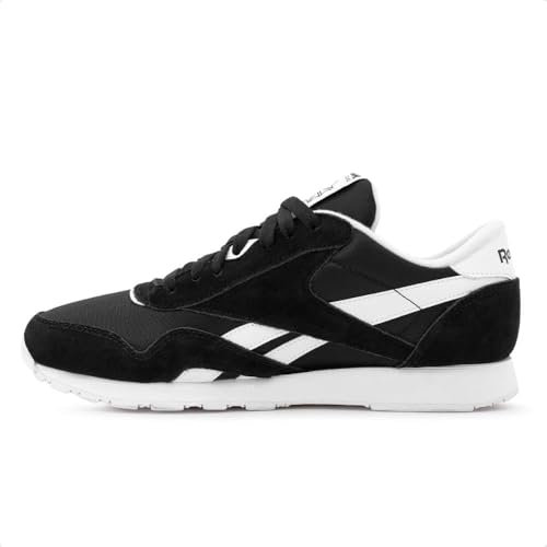 Reebok Cl Nylon Homme's Suede Toe Ortholite Lace Sneak Trainers (Noir Blanc, EU 45)