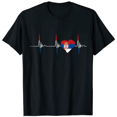 Serbien Flagge Herz Serbien Herzschlag EKG Pulse Serbien Fußball T-Shirt