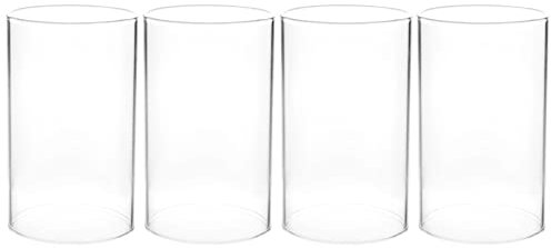 VICASKY 4 Stücke Glaszylinder Teelichtgläser Kerzenhalter Windlicht Glashütte Windlichtgläser Ersatz Zylinder Offenes Ersatzglas Kerzenschirm für Zuhause Party Tischdeko