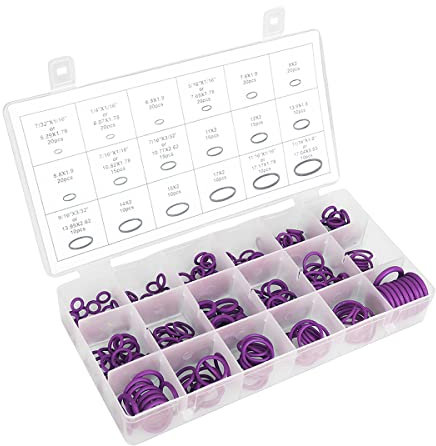 AICEL 270pcs Rubber O Ring Kit, 18 Sizes Silicone Rubber Ring, Pick & Installation Tools Rubber Washer Orings, Air Conditioning Compressor Seal Ring, Repair Set for Vehicles (Purple)