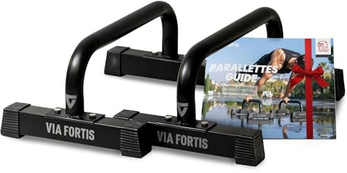 VIA FORTIS - Premium Paralettenstange - Extrem Stabiler und Leichter Stahl - Leicht transportierbar - Körpergewichtstraining - Alle Leistungsstufen - Größe M