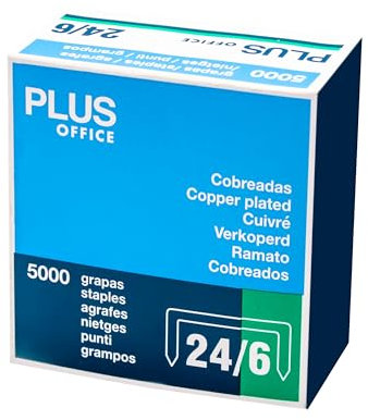 Plus Office 5000 Stück Kupferklammern Modell 22/6-24/6, robust, verkupfert, für Büro, Zuhause, Schule (5.000 Stück)