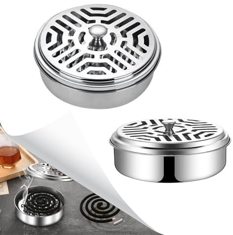 2 Stück Mückenspirale Halter Box, Mückenspulenhalter mit Deckel, Edelstahl Halter für Moskitospulen, Mosquito Coil Halter für Haus Garten Camping Angeln Reise Outdoor