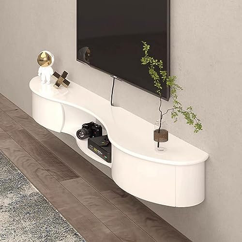 Wall Mounted TV Cabinet Floating TV Shelf Wall Shelf TV Stand Media TV Console TV Bracket Router Set top box CD DVD Players Storage Shelf Book Shelf With drawer Audio-visual Equipment Shelves White