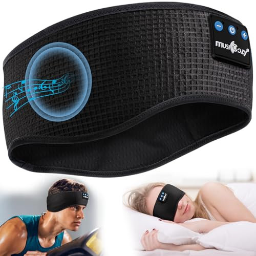 MUSICOZY Sleep Headphones Headband Bluetooth Soft Headphones for Sleeping & Sport with Thin Speakers,Wireless Music Earphones Tech Gifts for Men Women Teens Yoga Workout Fitness Relax Travel